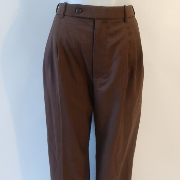 Ronny Kobo Collection Pants - Womens Ronny Kobo Brown (Item- 76) Polyester Wool Blend Pleated Dress Pants 4